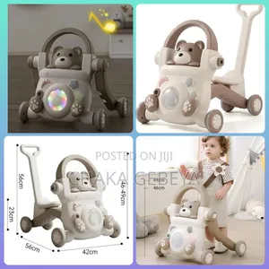 4-in-1 Baby Push Car Walker – Cute Cat Design, Interactive Toy,
