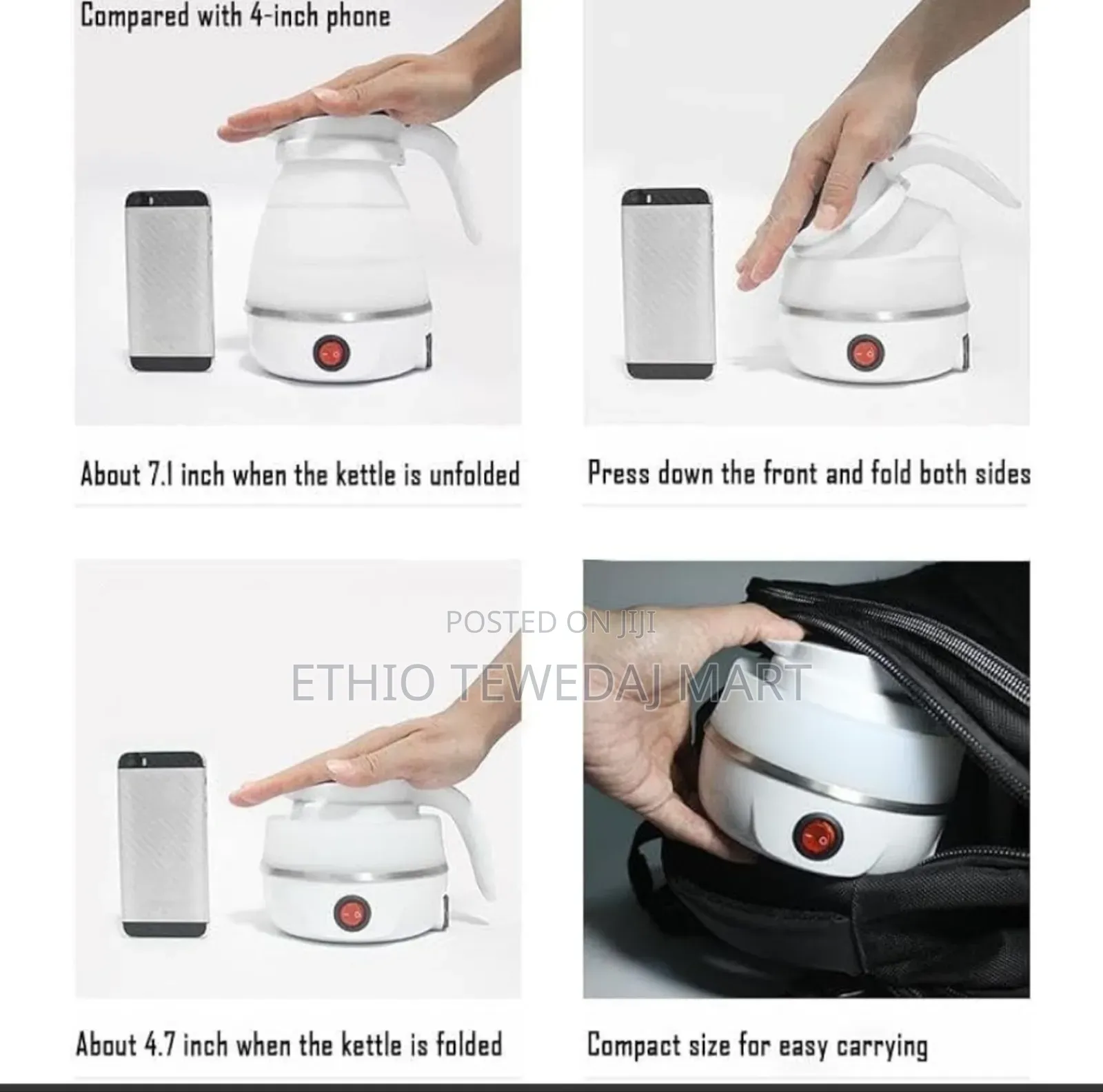 Travel Kettle Electric Small Foldable Portable Kettle የውሃ ማሞቂያ