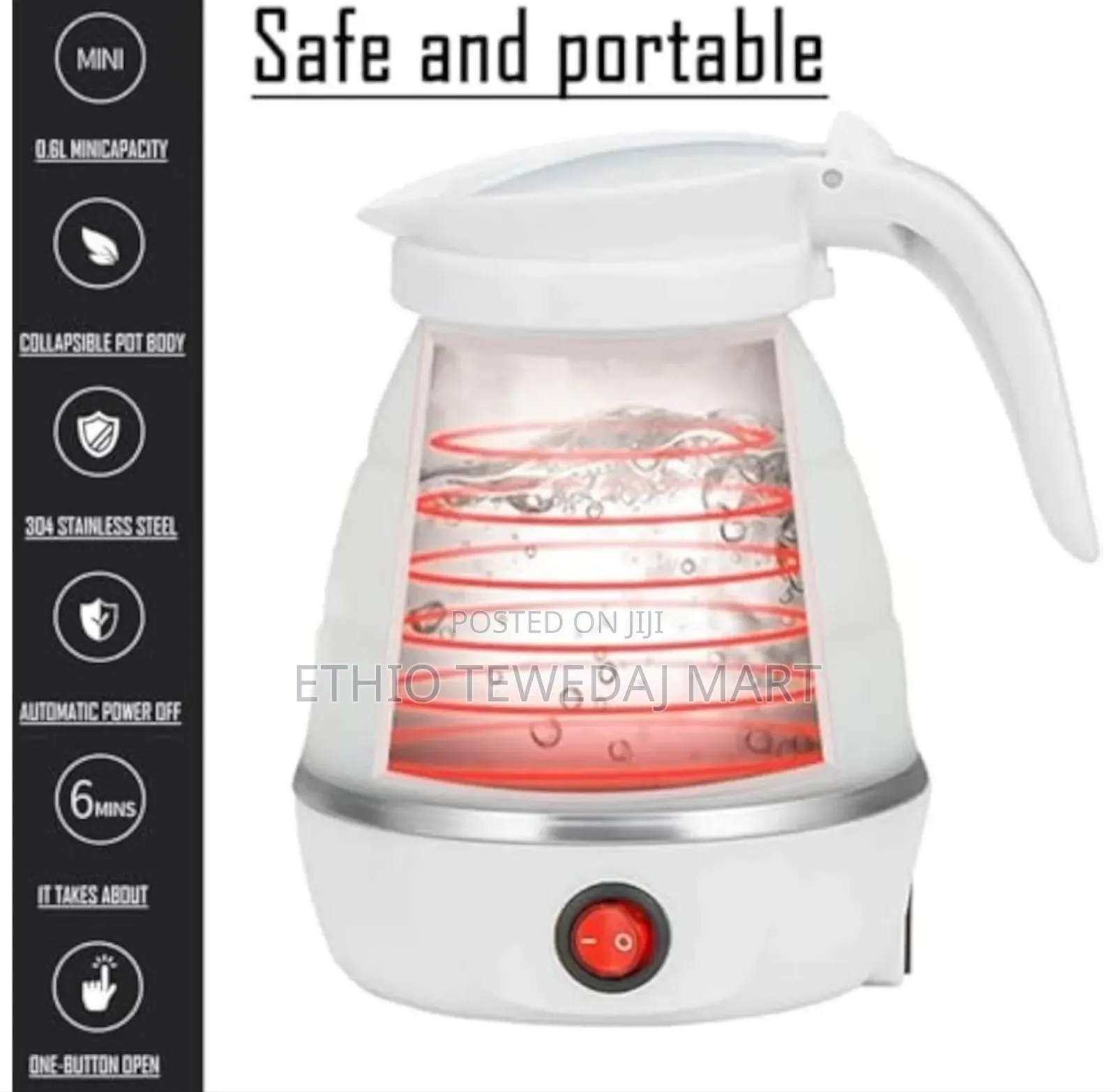 Travel Kettle Electric Small Foldable Portable Kettle የውሃ ማሞቂያ