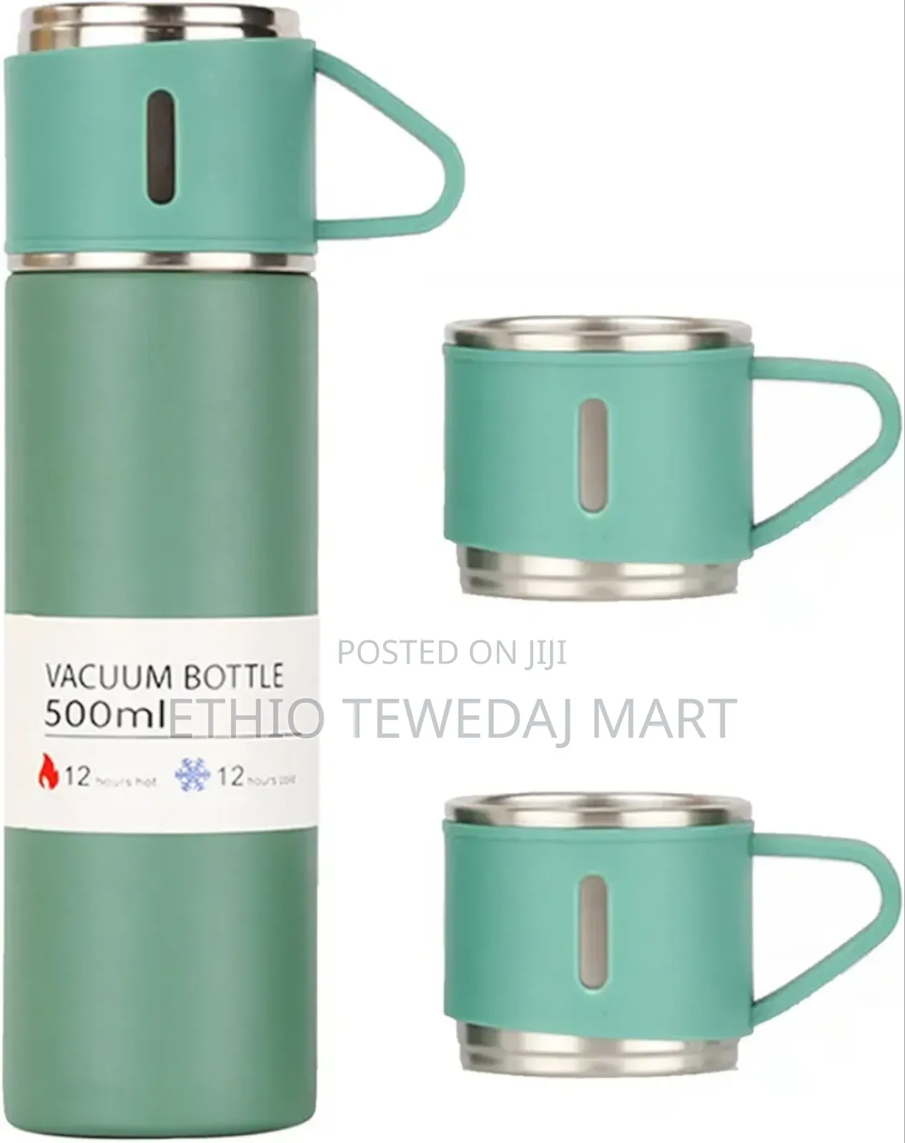 Thermo 500ml Vacuum Insulated Flask Set Bottle With Cup ፔርሙስ
