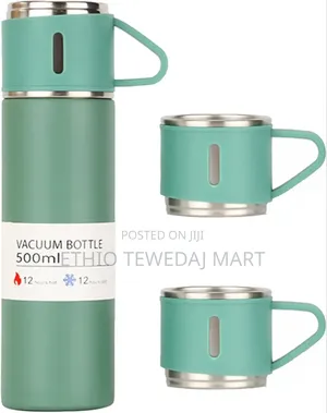 Thermo 500ml Vacuum Insulated Flask Set Bottle With Cup ፔርሙስ