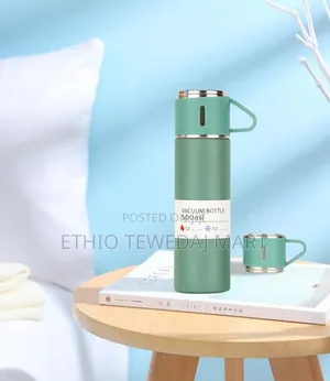 Thermo 500ml Vacuum Insulated Flask Set Bottle With Cup ፔርሙስ
