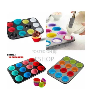 All-in-One 12-Cup Muffin Baking Kit With 12 Silicone Cups