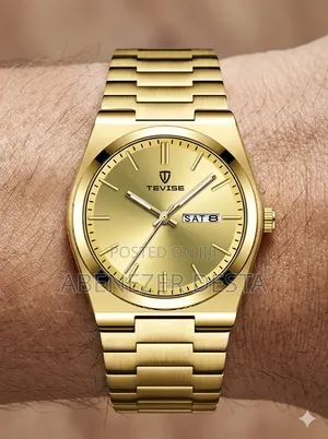 Tevise Luxury Quartz Wristwatch With a Gold-Tone Stainless Steel Band