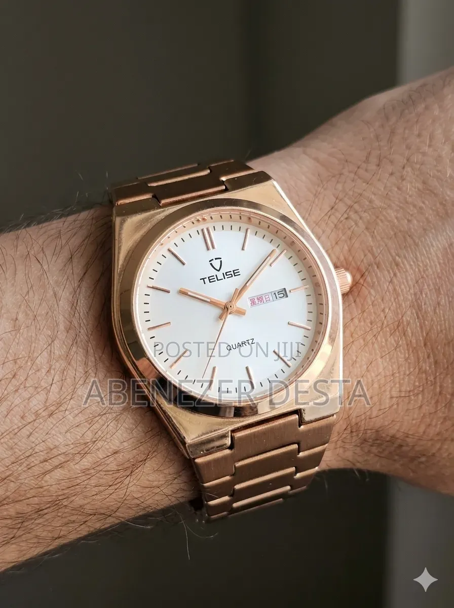 Tevise Gold-Toned Stainless Steel Quartz Wristwatch.