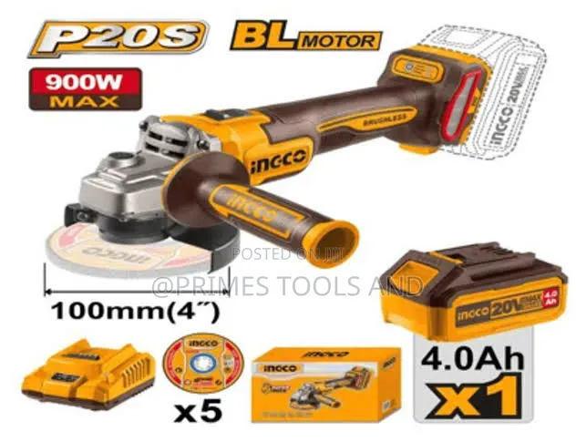 Ingco Cordless Brushless Angle Grinder 20v