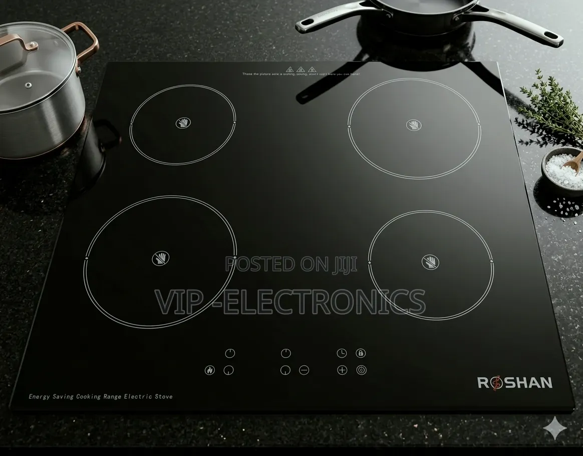 Roshan Ceramic Stove 4burner Electric Digital Touch Black Glas Cooktop