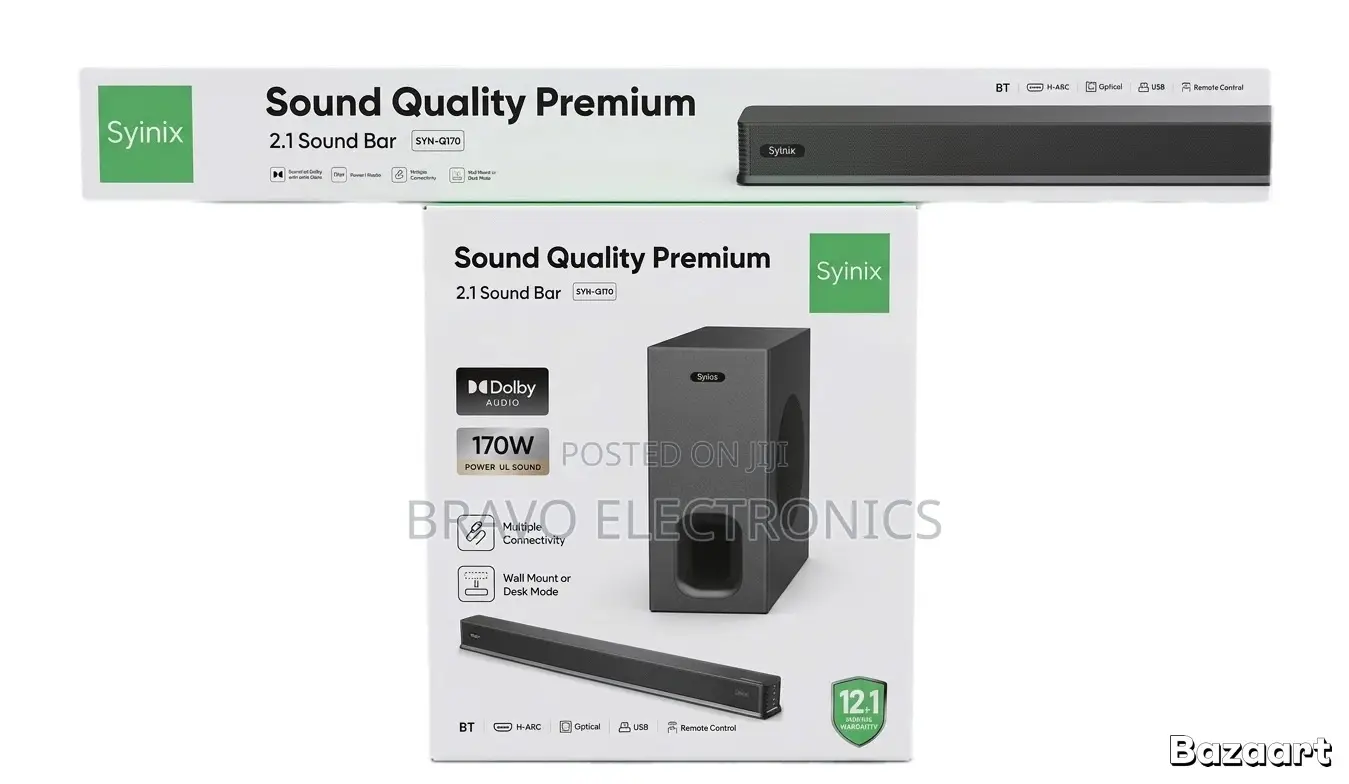 Syinix Sound Bar 170w – Clear Sound | Smart Home Audio System