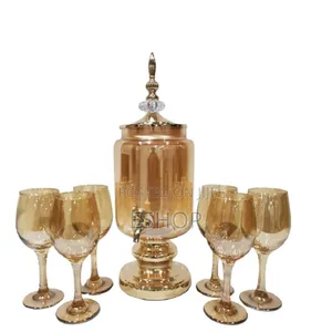 Amber Glow 7-Piece Drink Dispenser and Stemware Collection