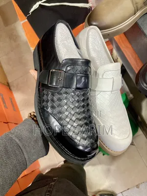 Men's Woven Leather Monk Strap Dress Shoes