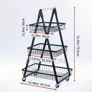 Modern 3-tier Multi-purpose Storage Trolley | ባለ 3 ደረጃ ተንቀሳቃሽ መደርደሪያ
