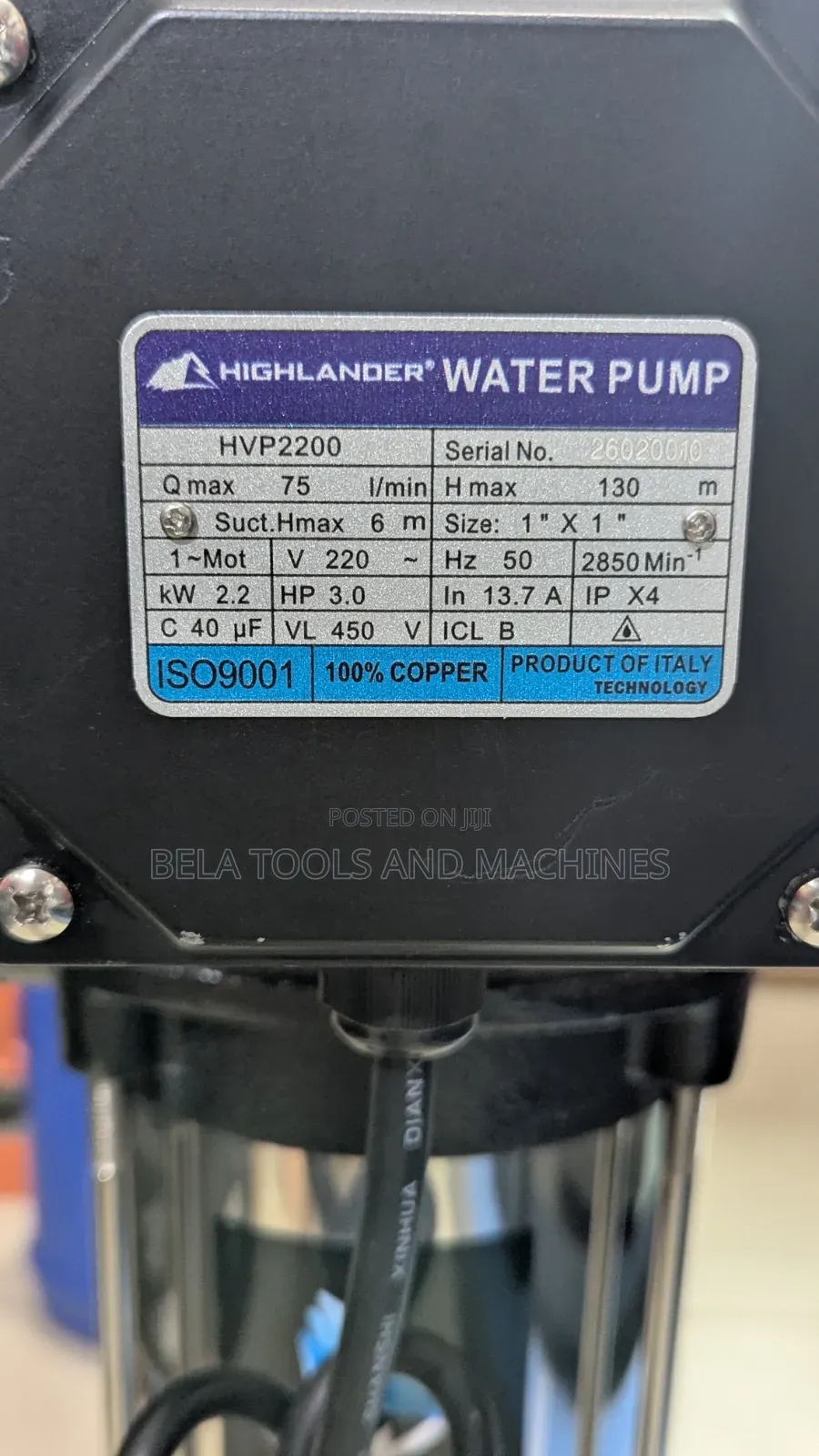Highlander Vertical Multistage Centrifugal Water Pump Italian Standard