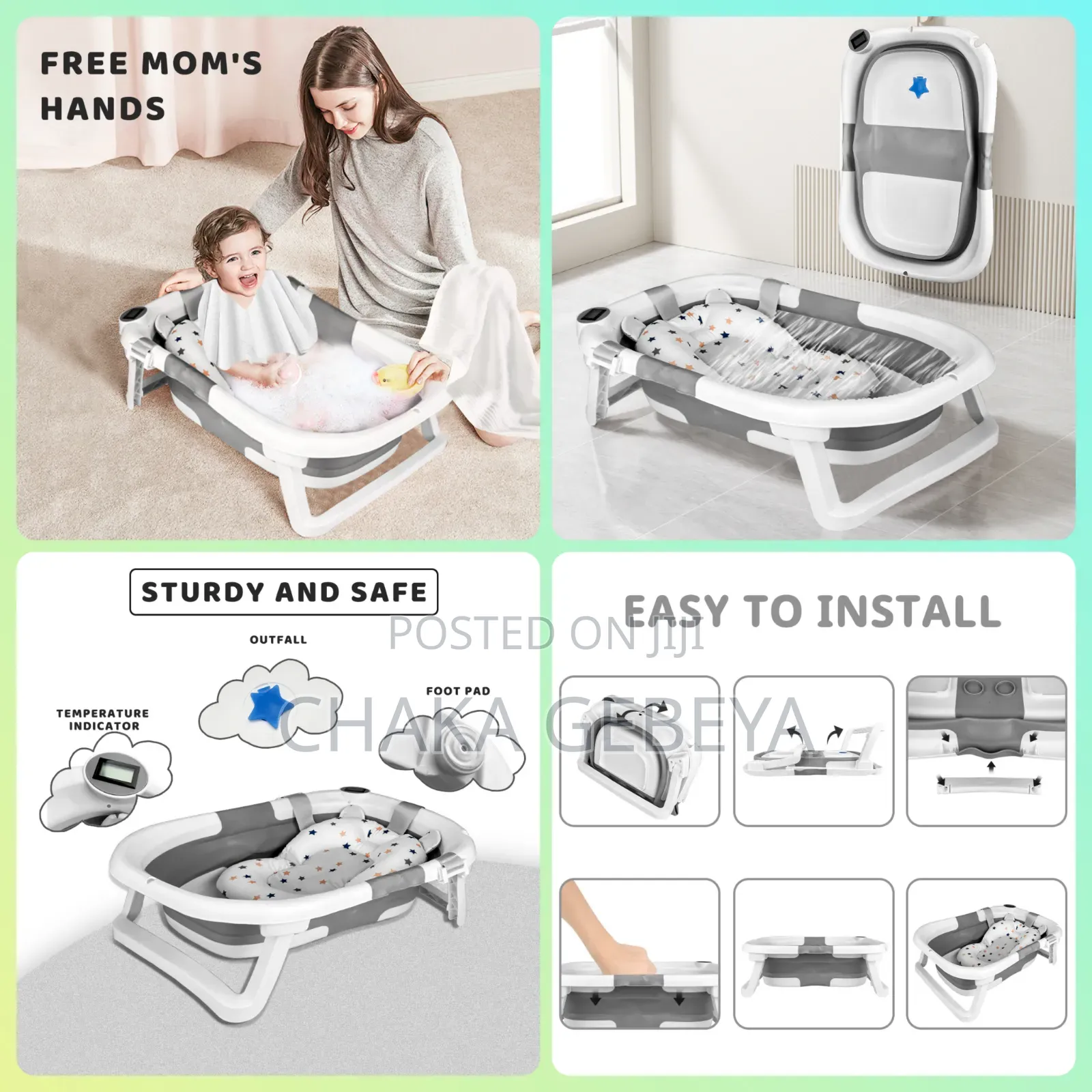 Foldable Baby Bathtub – Space Saving,Comfortable for Newborns Toddlers