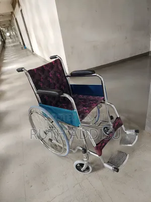 Portable Blue Steel Wheelchair With Seat Belt Child Wheelchair