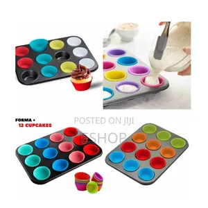 12-Cup Muffin Pan With 12 Silicone Baking Cups – No More Paper Waste