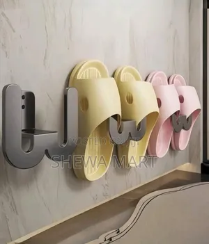 Wall-Mounted Shoe Rack With Adhesive Strips, Bathroom Slippers Rack,