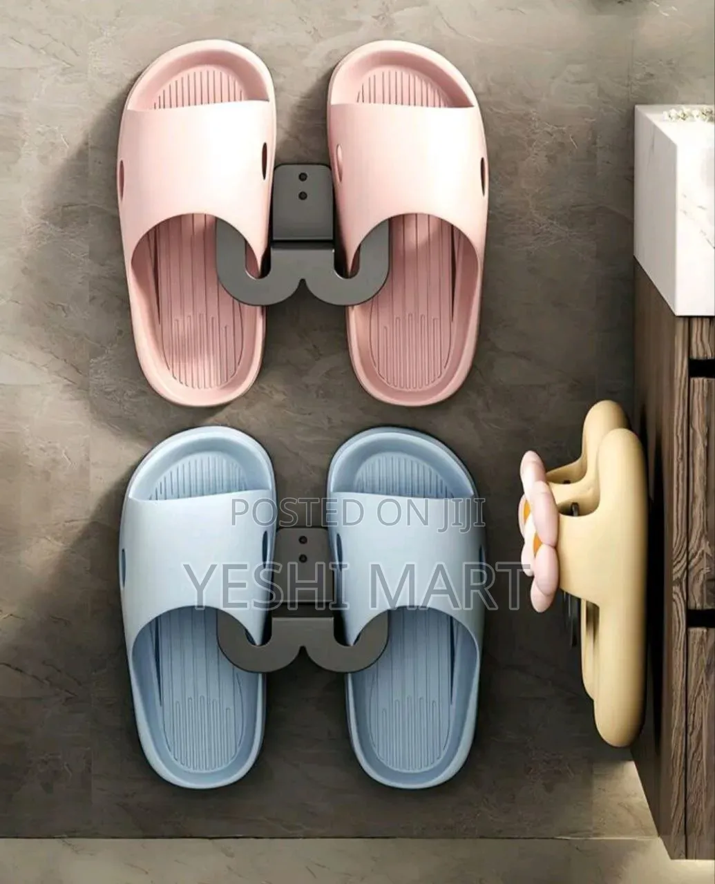 Wall-Mounted Shoe Rack With Adhesive Strips, Bathroom Slippers Rack,