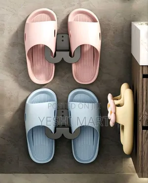 Wall-Mounted Shoe Rack With Adhesive Strips, Bathroom Slippers Rack,