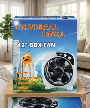 Universal Royal 12" Compact Box Fan With Super Quiet Motor