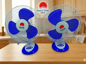 World-Wide Fans 12" Electric Oscillating Table Fan (Blue White)