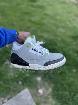 Nike Air Jordan 3 Retro "Chlorophyll "Gray Suede With Green Shoes