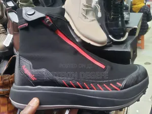 Aagoola Brand Ankle-High Boots With a Prominent Red Front Zipper