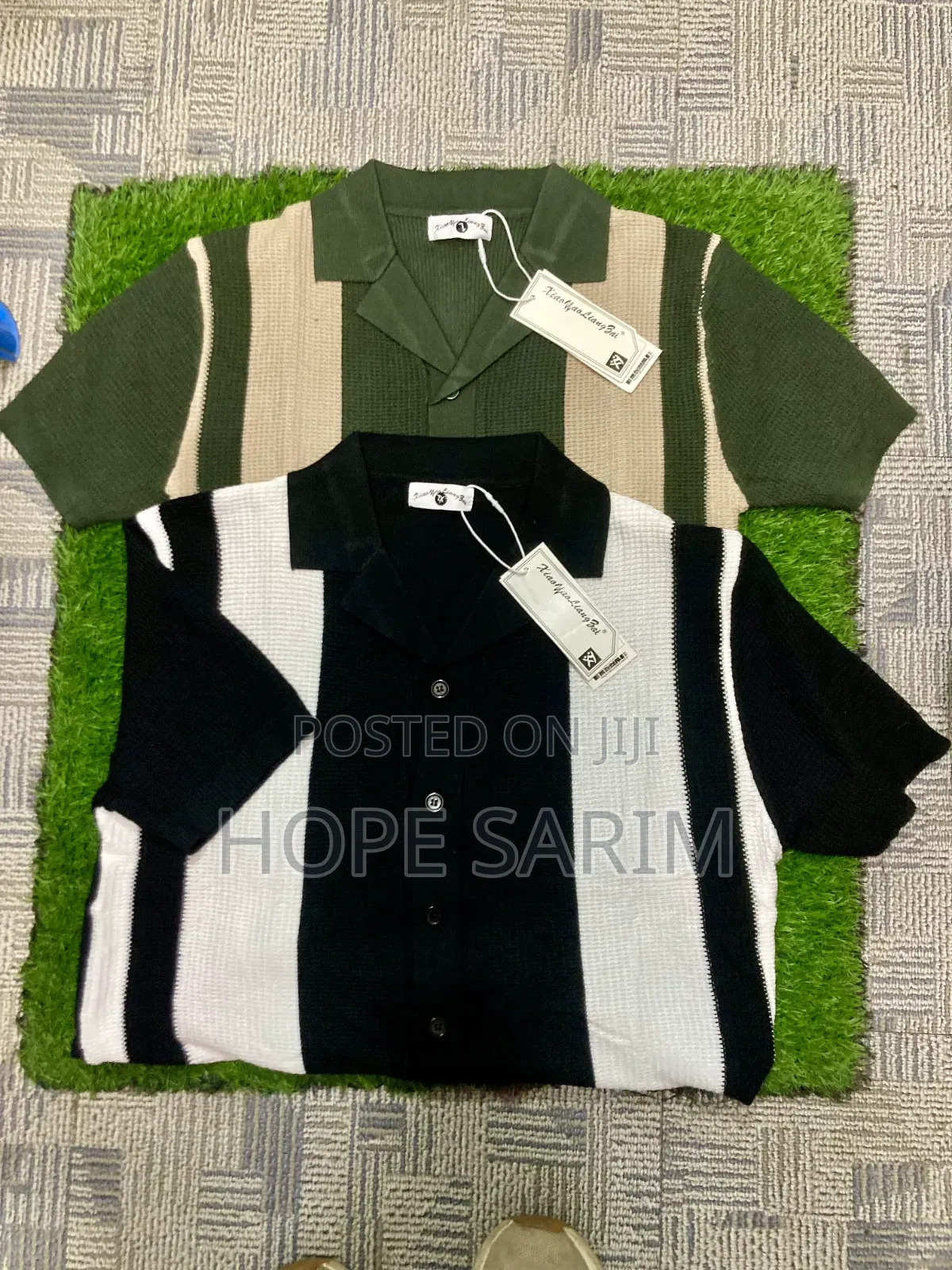 Vintage Knit Button-Down Polo Shirts -