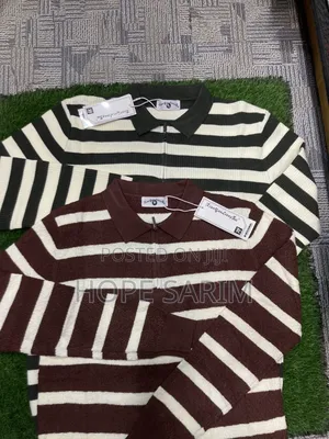 Premium Men's Striped Knitted Quarter-Zip Polo