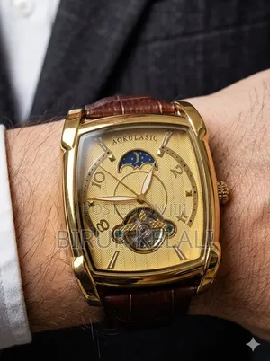 Aokulasic Tonneau Moon Phase Automatic Watch Tourbillon Skeleton Watch