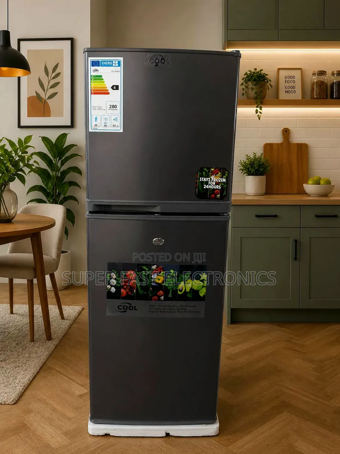 Cool Refrigerator 260 Mount Double-Door Top- Dark Grey Finish