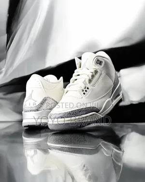 Nike Air Jordan 3 Retro Sail/Cement Gray Metallic Silver Unisex Shoes