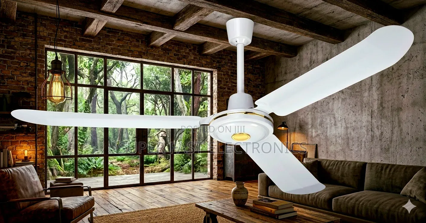 Crown Ceiling Fan – High-Airflow 3-Blade Design With Gold Accents