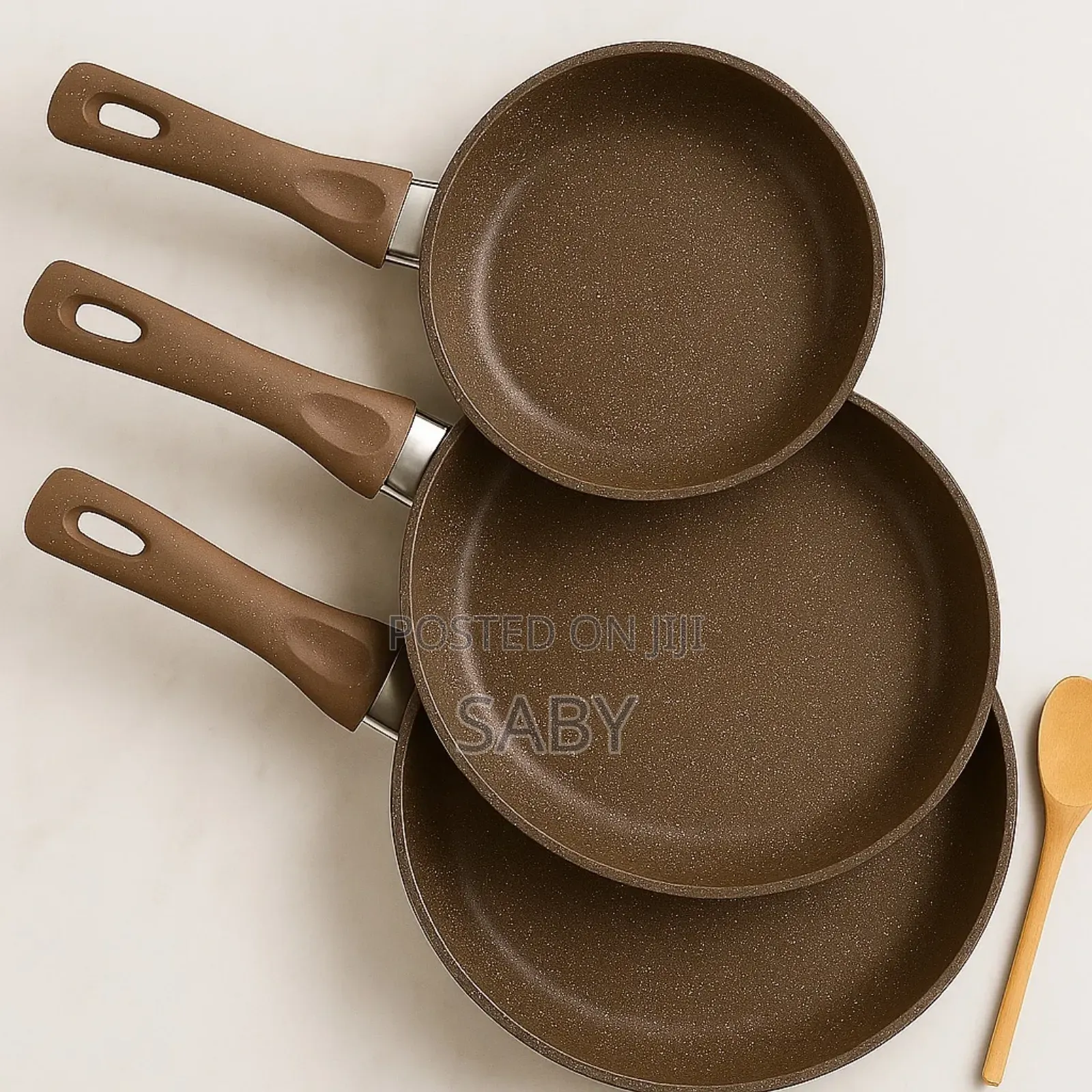 Baroly Stone-Coated Non-Stick Frying Pans Available in a 3-Piece Set.