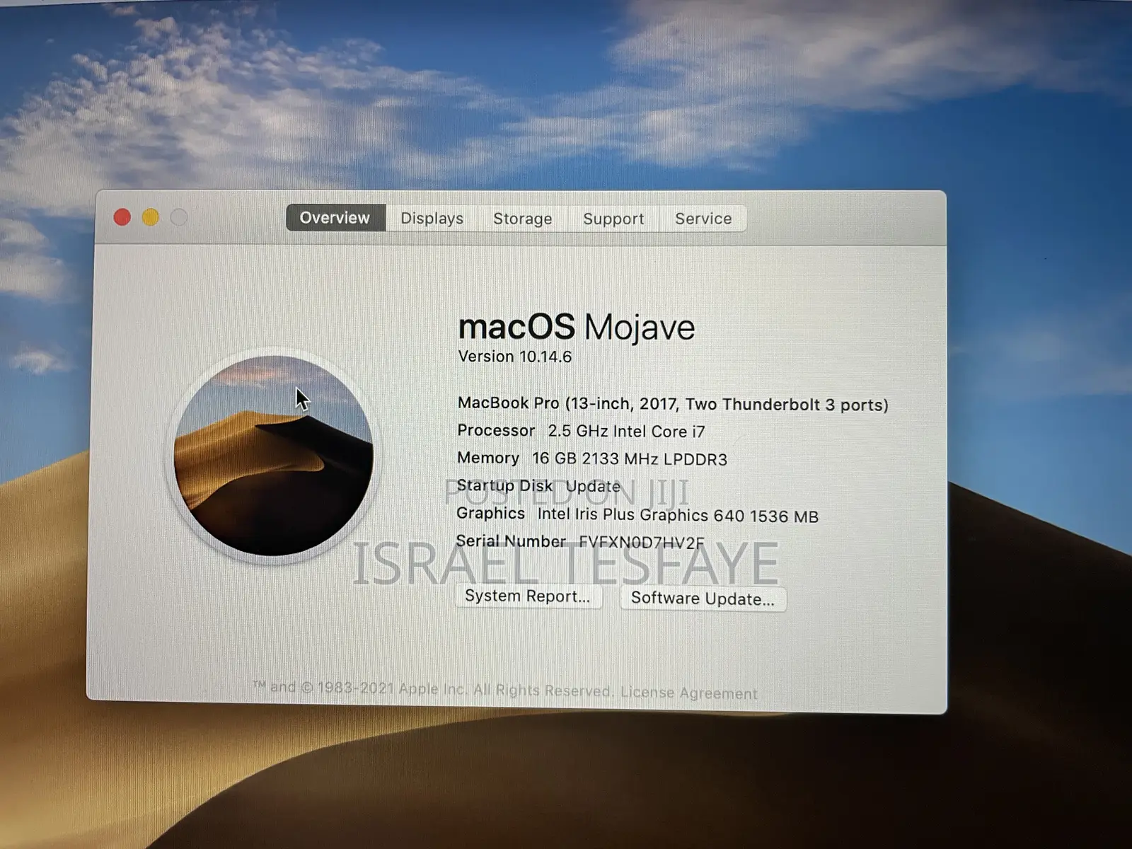 Laptop Apple MacBook Pro 2017 16GB Intel Core i7 SSD 512GB