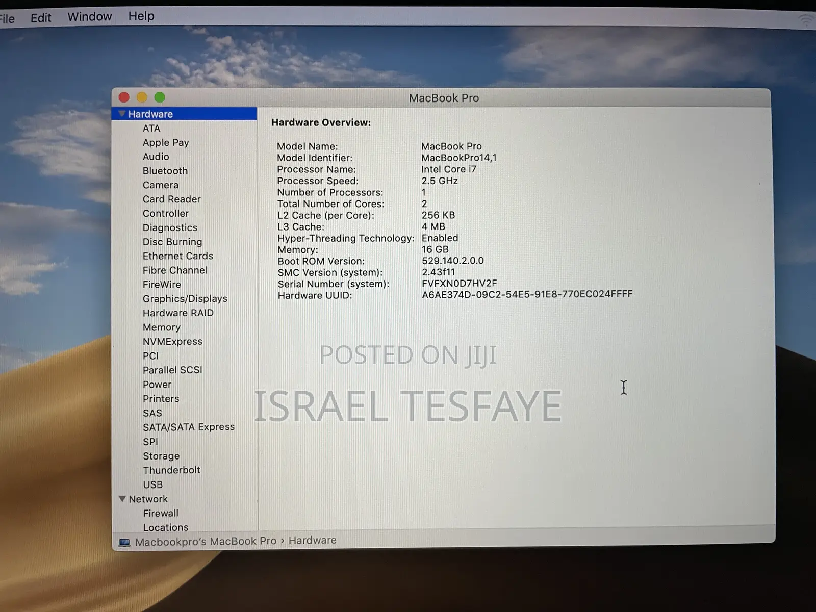 Laptop Apple MacBook Pro 2017 16GB Intel Core i7 SSD 512GB