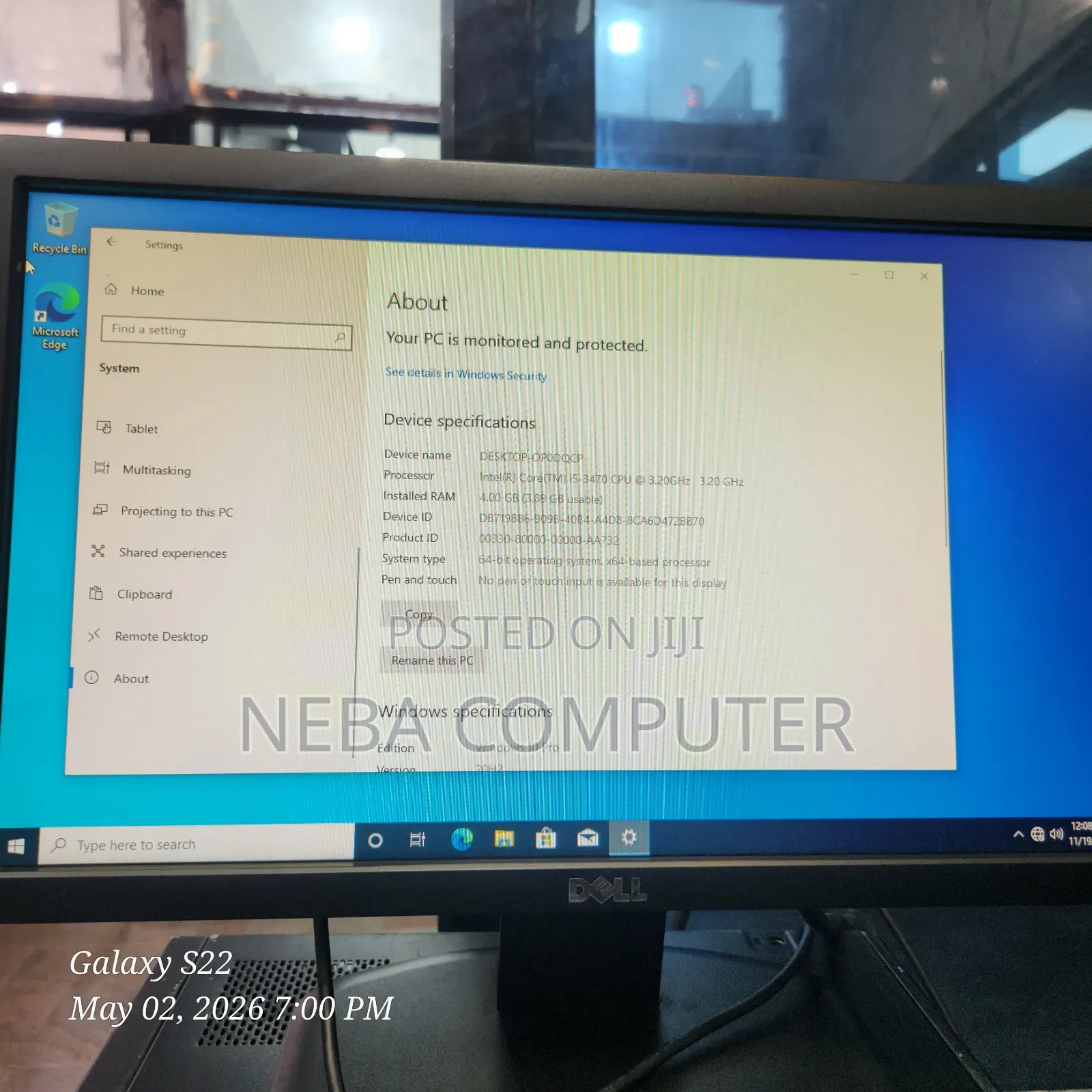Desktop Computer Dell OptiPlex 7010 4GB Intel Core i5 HDD 500GB