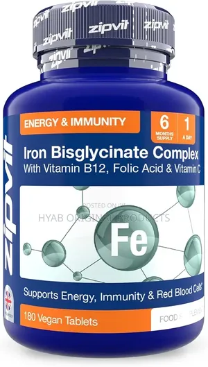 Iron Bisglycinate Vitamin C, B12 Folic Acid, 180 Vegan Tablets