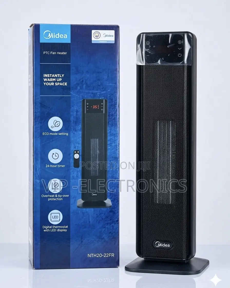 Midea Nth20-22fr PTC Fan Heater Sleek, Tower-Style Ceramic Fan Heater