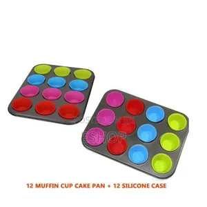 12-Cup Muffin Egg Bite Pan With 12 Reusable Silicone Molds