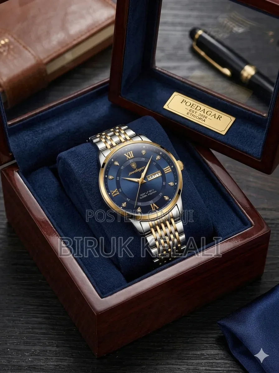 Poedagar Men's Luxury Wristwatch Featuring a Two-Tone Stainless Steel