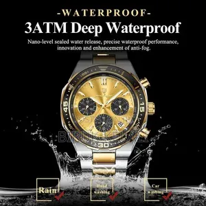 Poedagar 697 Gents Watch With a Gold Dial and Two-Tone Stainless Steel