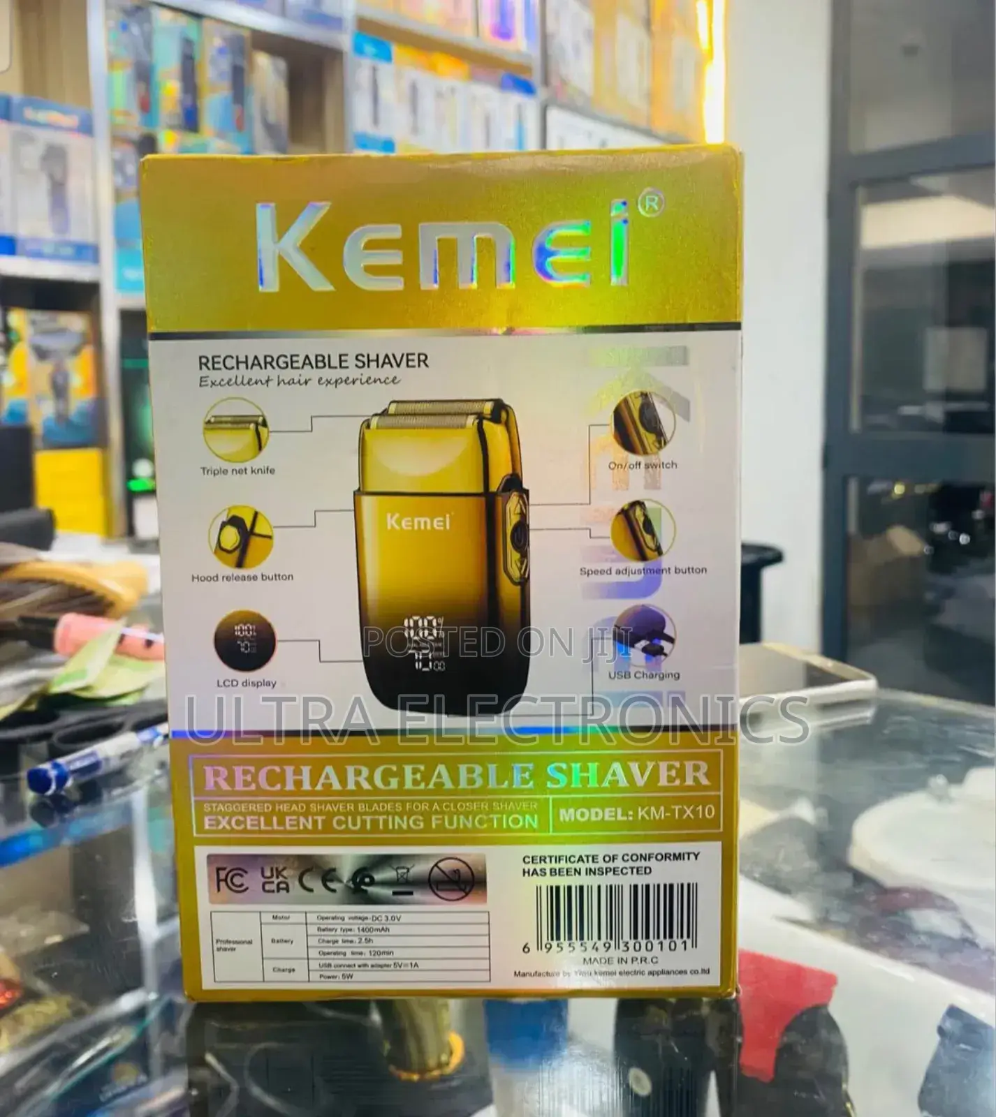 Shaver Kemei Km-Tx10 Professional Electric for Facial and Beard Sha