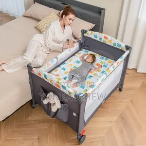 Baby Bedside Sleeper Crib With Storage Wheels (የልጆች ማሰተኛ እና ማዋያ )