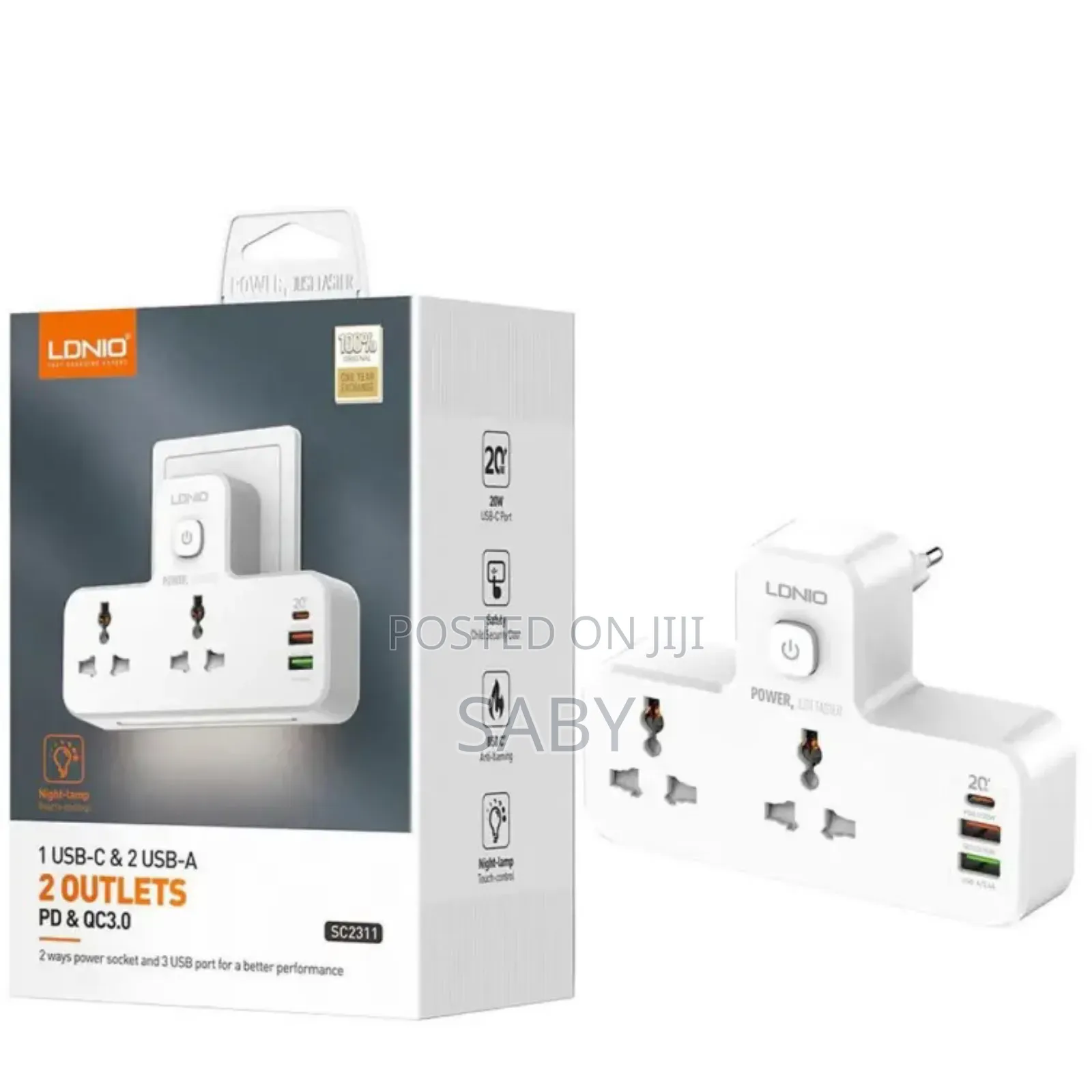 5-in-1 Power Socket With a 2500w Capacity.