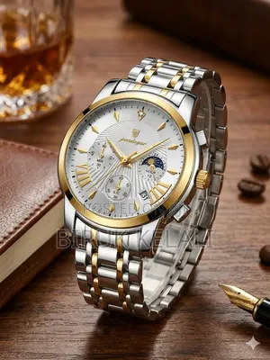Poedagar 813 Stainless Steel Watch With a Gold and Silver Bracelet