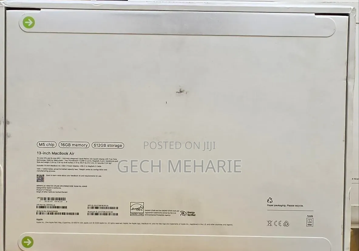 New Laptop Apple MacBook Air 2026 M5 13-inch 16GB Apple M5 SSD 512GB