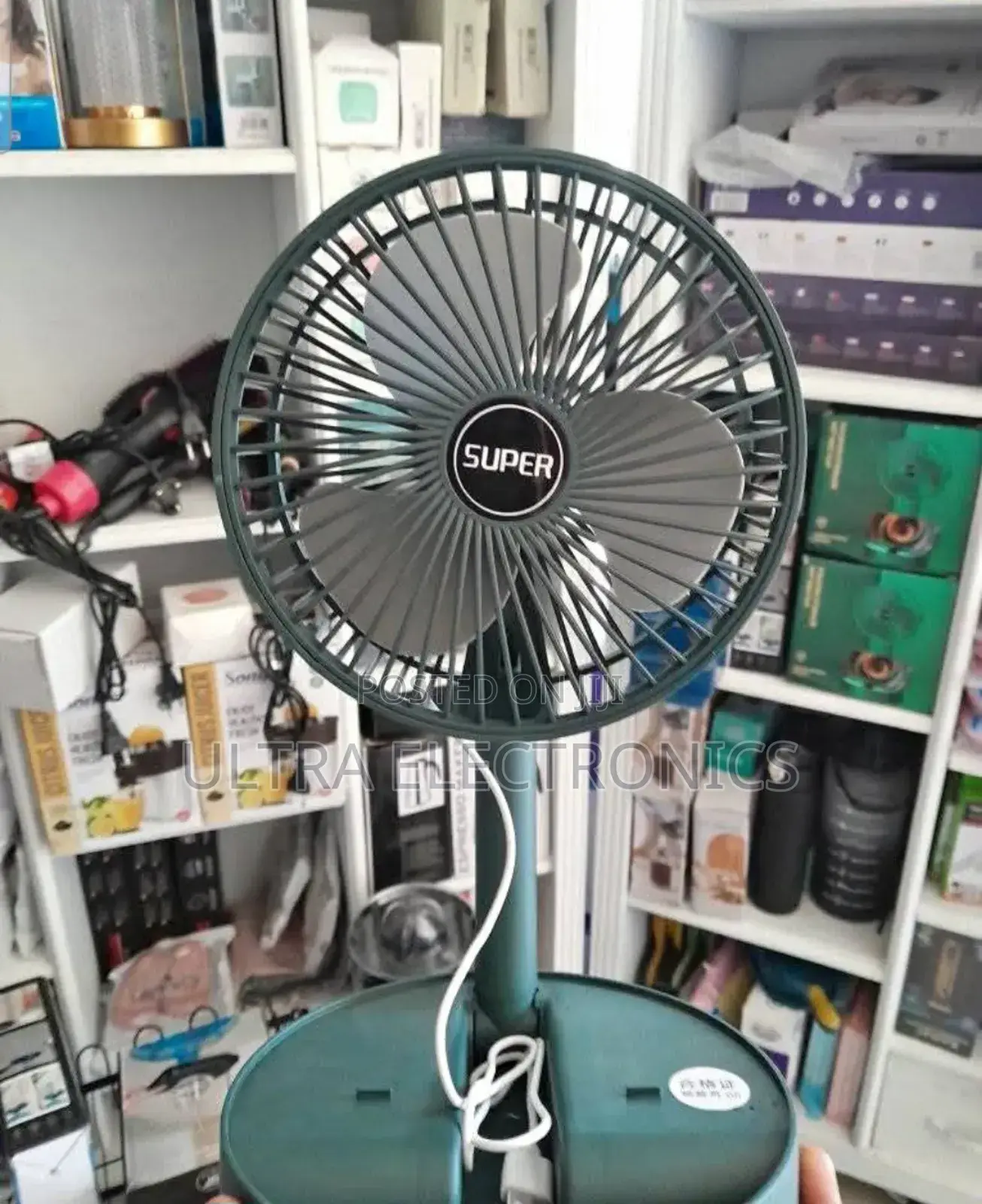 Fan Green Super Branded Telescopic Folding Rechargeable Fan