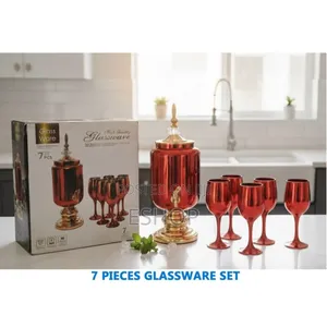 Signature Serve: 7-Piece Golden Glass Dispenser and Wine Glass Kit