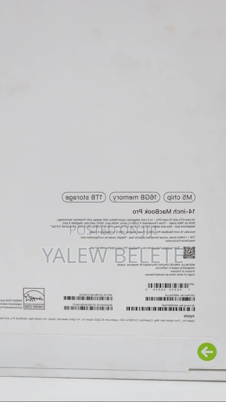 New Laptop Apple MacBook Pro 16GB Apple M1 SSD 1T