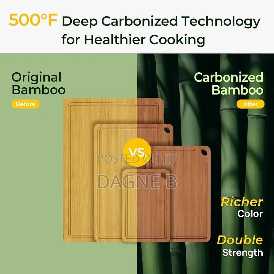 4-Piece Organic Bamboo Cutting Board Set ኦርጋኒክ የቀርከሃ መጥተፊያ